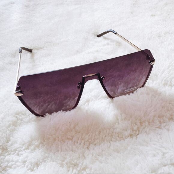 Kalia Clear Black Rimless Sleek Sunglasses - Picture 8 of 11